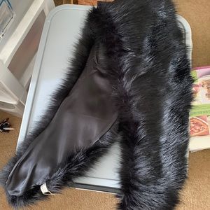 Brand new black faux fur stole
